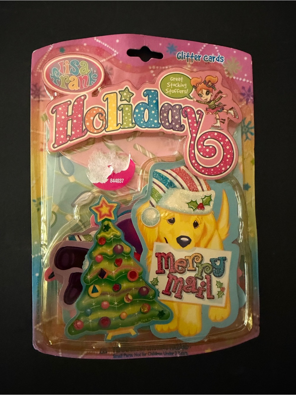 Lisa Frank Pink Holiday Glitter Cards